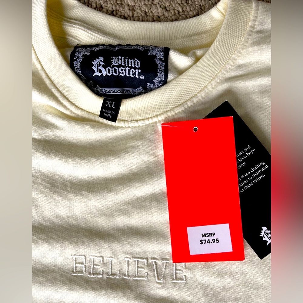Blind Rooster BELIEVE Sweatshirt in Pale